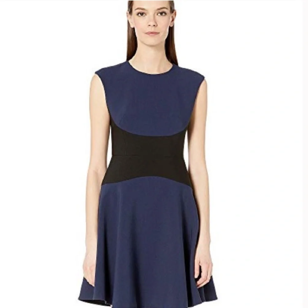 Kate Spade ♠️ Parisian Navy Black Color Block Crepe Dress